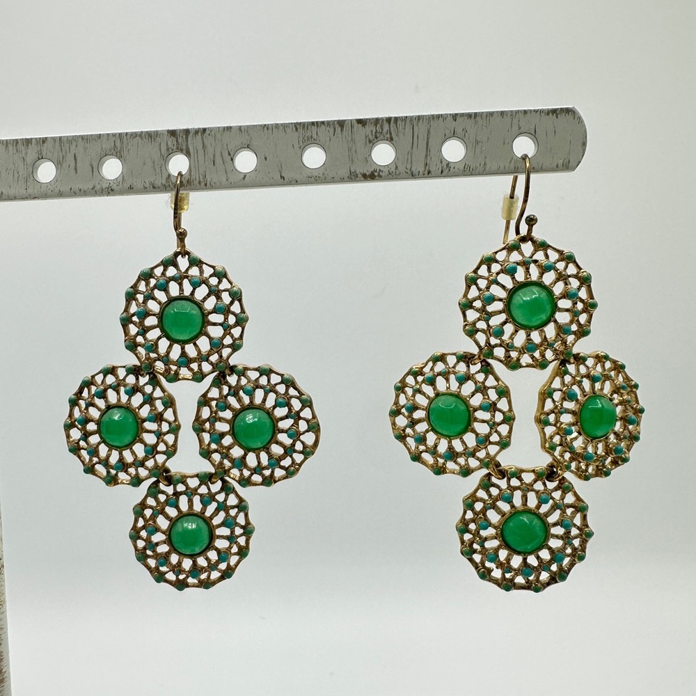Stella & Dot Green and Turquoise Statement Earrings